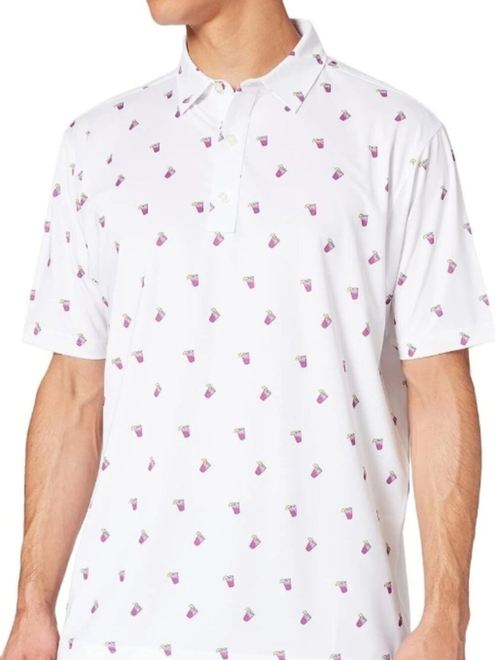 FOOTJOY FJ performance golf polo all-over cocktail Pattern MEN'S SIZE XL *flaw*.